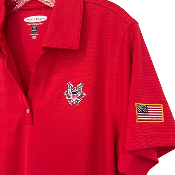 Pebble Beach Tops - Pebble Beach Performance Polo Golf Shirt Women's XL Red USA Eagle Activewear